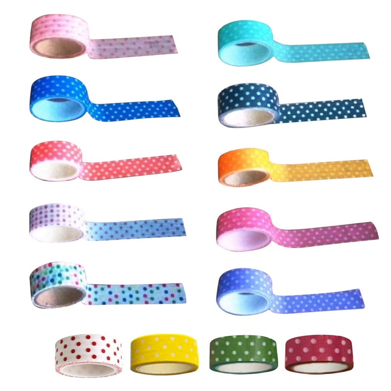 yueton 8pcs Mini Dot Colorful DIY Decorative Washi Masking Tape Assorted Colors - Image 1